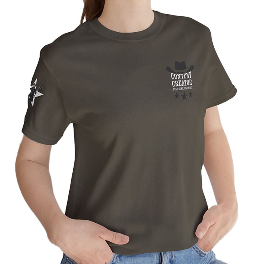 Content Creator - Full Time Visionary, White Star - T-Shirt - Image 4