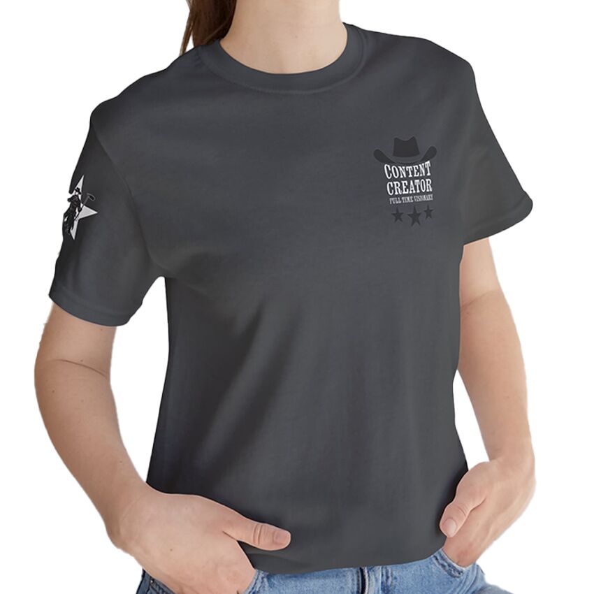 Content Creator - Full Time Visionary, White Star - T-Shirt - Image 3