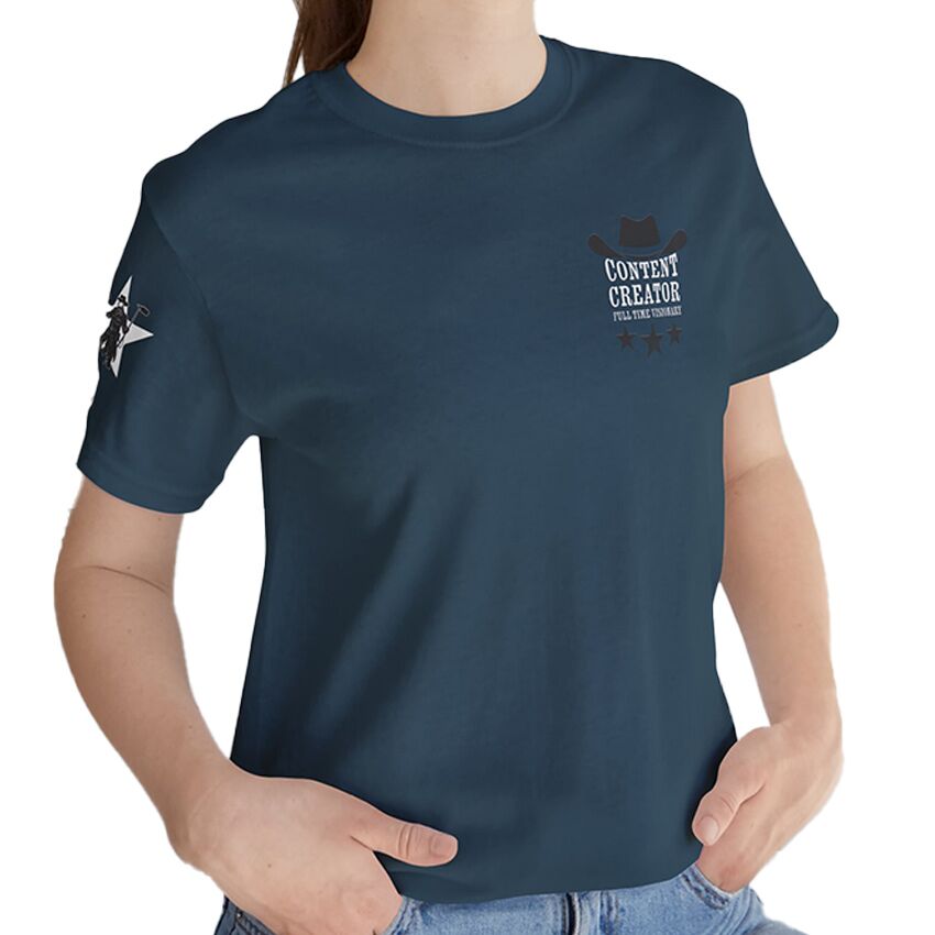 Content Creator - Full Time Visionary, White Star - T-Shirt - Image 5