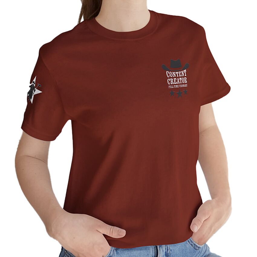 Content Creator - Full Time Visionary, White Star - T-Shirt - Image 2