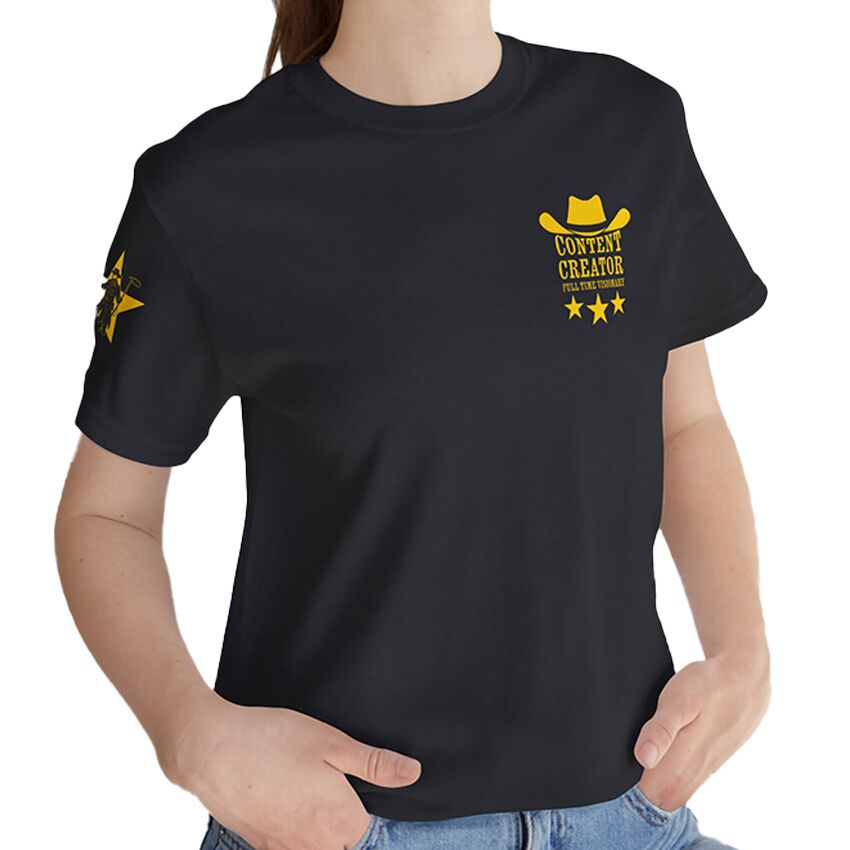Content Creator - Full Time Visionary, Yellow Star - T-Shirt - Image 5