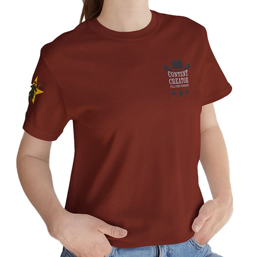 Content Creator - Full Time Visionary, Yellow Star - T-Shirt - Image 3