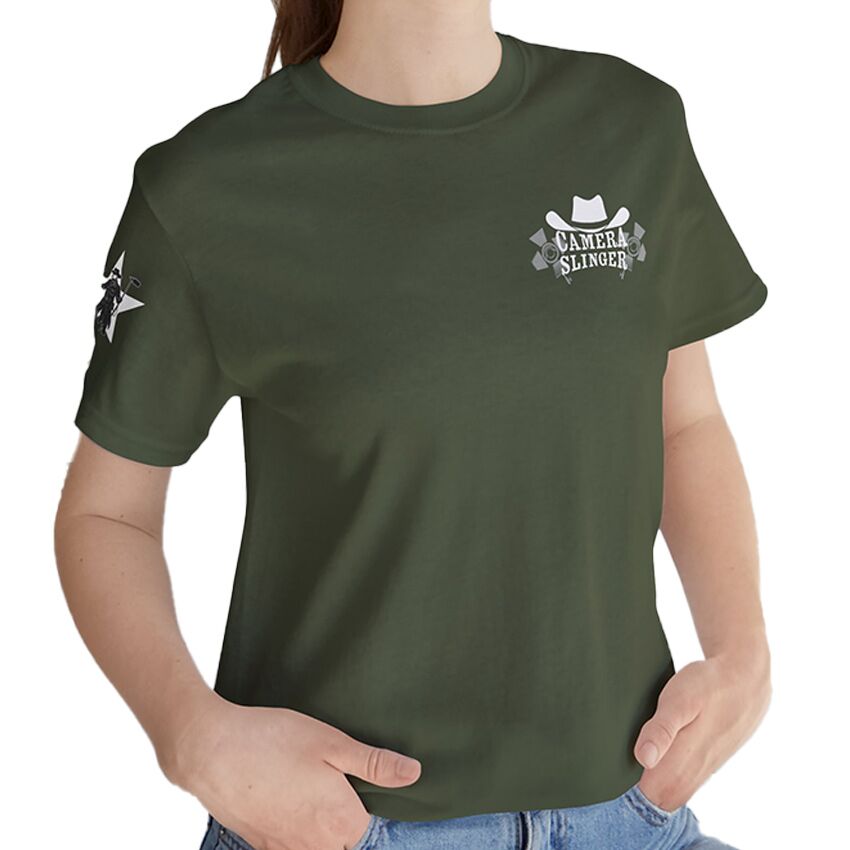 Camera Slinger, White Star - T-Shirt - Image 2
